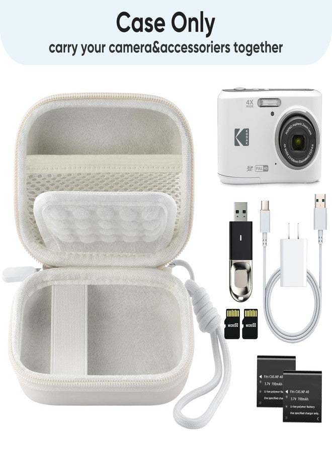 TYSORETY Camera Case for Digital Camera CAMKORY DC403 FHD 1080P/ KODAK PIXPRO FZ55/ FZ45, Small Travel Compact Camera Holder with Mesh Pocket for Accessories SD Card (White) - Image 3