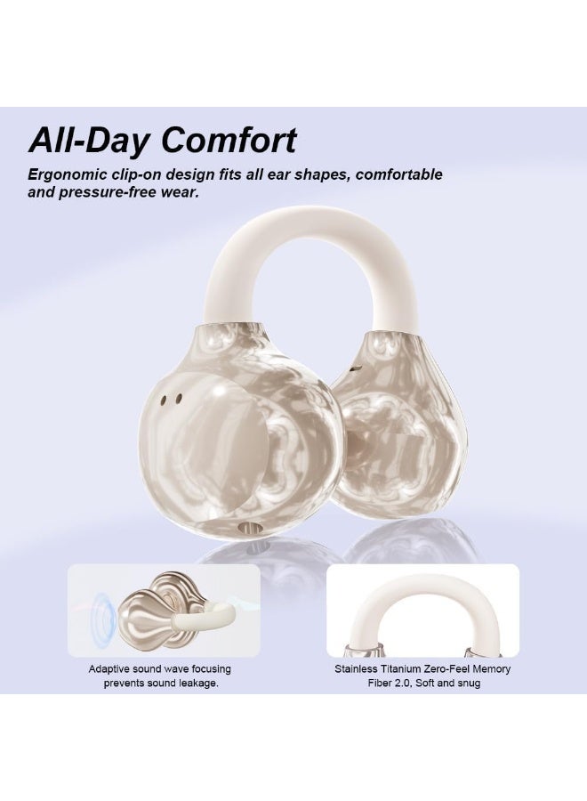 caijin Wireless Clip-on Open-Ear Bluetooth Headphones, Bluetooth 6.0, 60-Hour Ultra-Long Battery Life, Comfortable & Pain-Free, Ideal for Sports, Office & Fitness, skin - Image 5