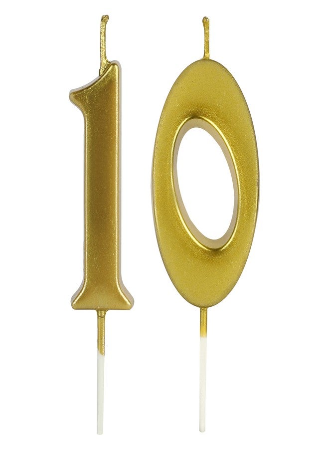 LHGOGO Gold 10th Birthday Candles for Cake, Number 10 1 Glitter Candle Party Anniversary Cakes Decoration for Kids Women or Men - Image 1