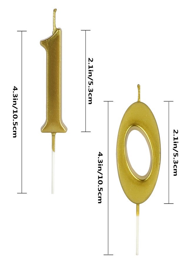 LHGOGO Gold 10th Birthday Candles for Cake, Number 10 1 Glitter Candle Party Anniversary Cakes Decoration for Kids Women or Men - Image 2
