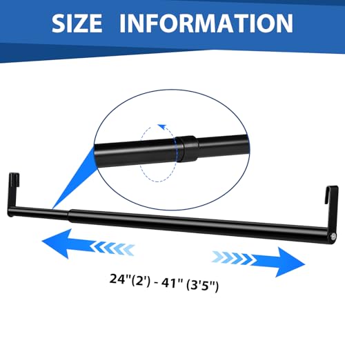 Threehoney Expandable Closet Rod for Wire Shelf Hanging Clothes Adjustable Heavy Duty Closet Hanging Rod Extender Heavy Duty Hanger Bar Metal Poles for Wardrobes Hanger 1 Pack2441 InchBlack - Image 3