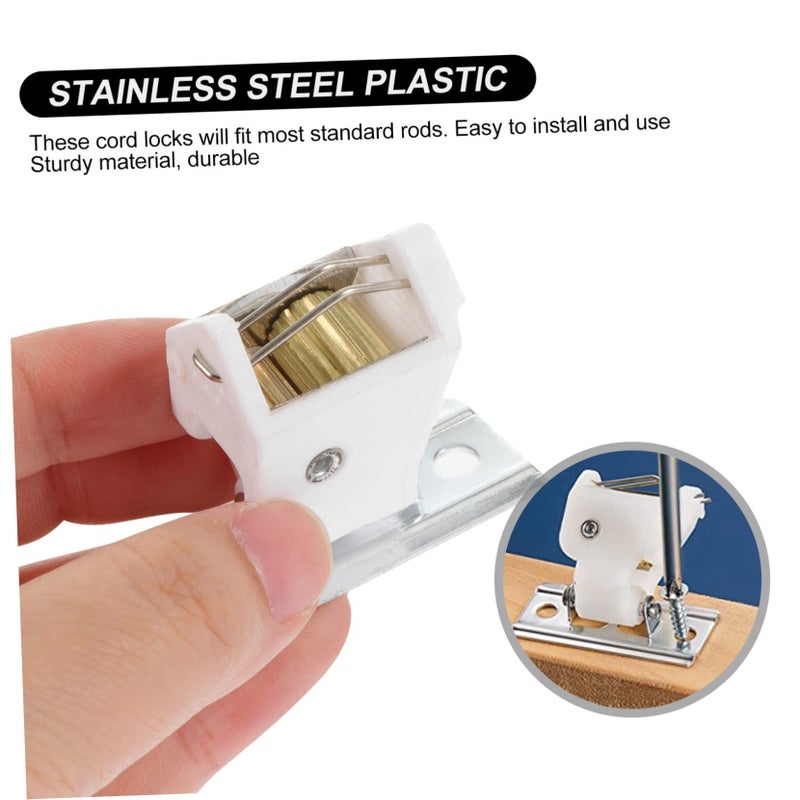 Bamboo Curtain Cord Locks 4 Sets Easy Install Roman Shade Locks for Windows Blinds - Image 3
