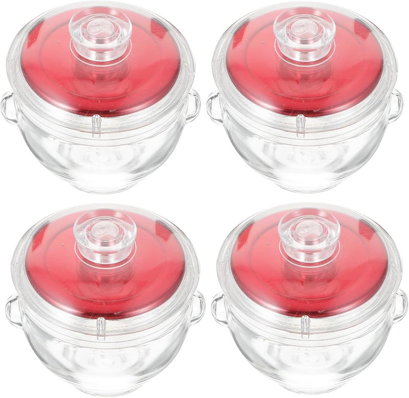 ABOOFAN Sealed Glass Isinglass Bottles with Red Lids 100ml Food Storage Containers for Fresh Preservation, Household Airtight Cubilose Jars Set of 4 for Kitchen Pantry - Image 1