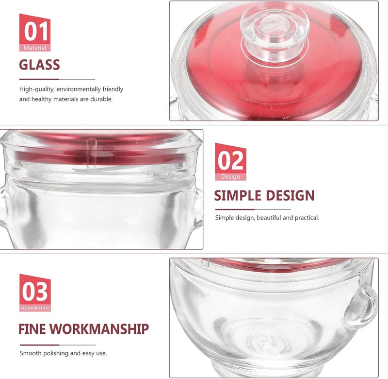 ABOOFAN Sealed Glass Isinglass Bottles with Red Lids 100ml Food Storage Containers for Fresh Preservation, Household Airtight Cubilose Jars Set of 4 for Kitchen Pantry - Image 3