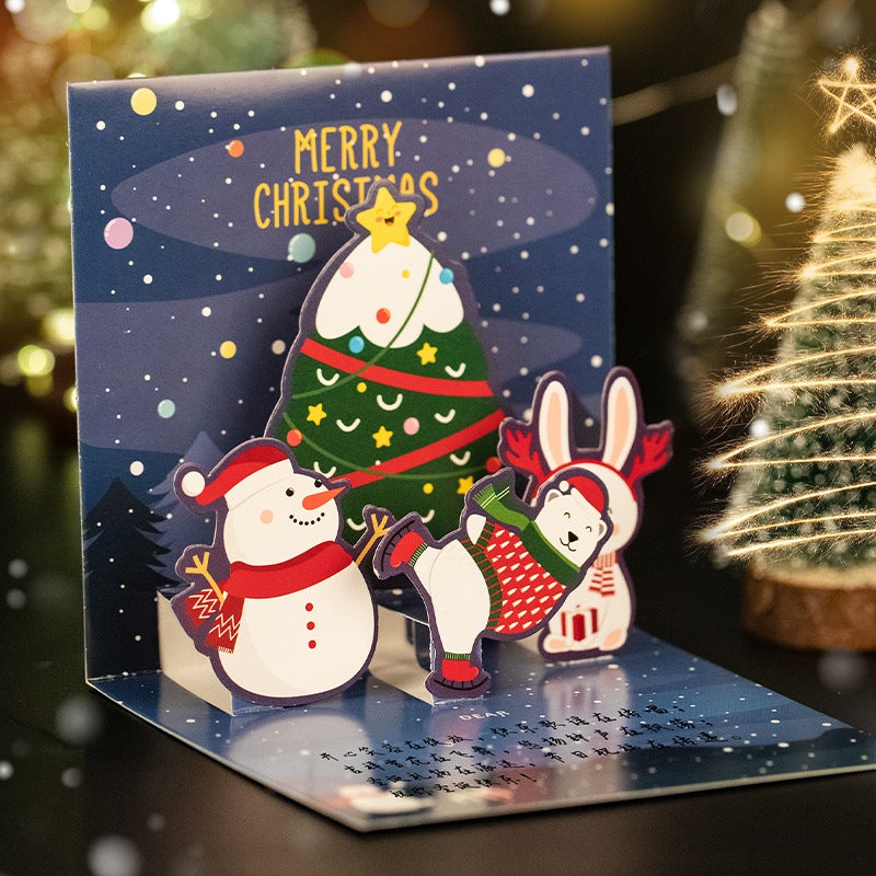 Christmas Greeting Card New Sparkling Christmas Tree Holiday Send Friends Blessing Message Three-Dimensional Exquisite Card - Image 2