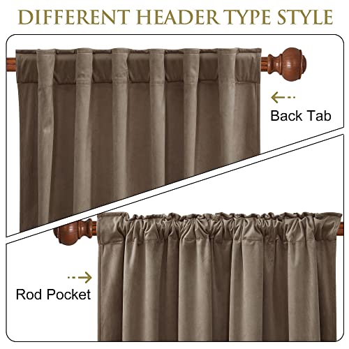 StangH Taupe Velvet Curtains 96 inches Long, Luxury Back Tab Thermal Insulated Room Darkening Window Drapes for Sliding Glass Door/Bedroom, W52 x L96, 2 Panels - Image 2