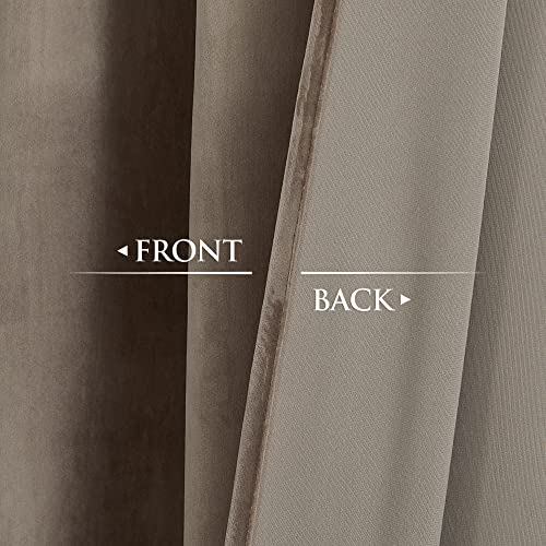 StangH Taupe Velvet Curtains 96 inches Long, Luxury Back Tab Thermal Insulated Room Darkening Window Drapes for Sliding Glass Door/Bedroom, W52 x L96, 2 Panels - Image 4