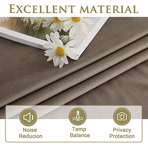 StangH Taupe Velvet Curtains 96 inches Long, Luxury Back Tab Thermal Insulated Room Darkening Window Drapes for Sliding Glass Door/Bedroom, W52 x L96, 2 Panels - Image 5