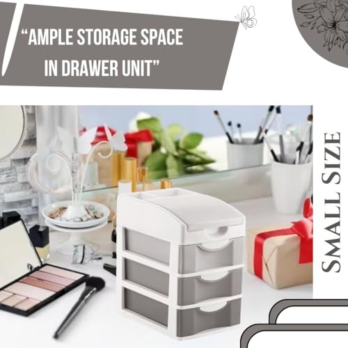 Nabhya Small Size Desktop Cosmetic & Make-up Organizers Drawer MulitPurpose Drawer Rack Organizers (Grey, 3 Layer) - Image 5