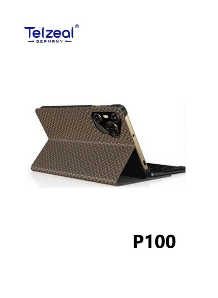 تلزيل P100 10.1-Inch Android 13 Tablet with 5G WiFi, Dual SIM, 8GB RAM, 512GB ROM, 8000mAh Battery, Wireless Keyboard & Mouse, Dual Camera, Slim Metal Body – Gold - Image 3