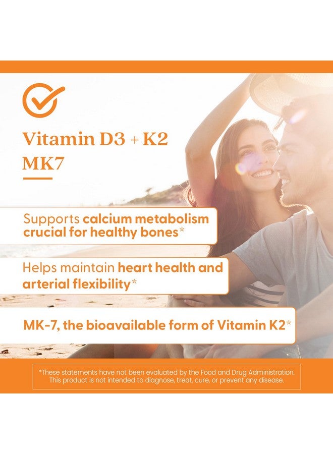 Doctor's BEST Doctor's Best Vitamin D3 + K2 (Vitamin K2 as MK-7), Supports Bone, Tissue, & Arterial Health, Calcium Absorption • Non-GMO • Gluten Free • Vegetarian, 5000 IU, 60 Veggie Caps - Image 3