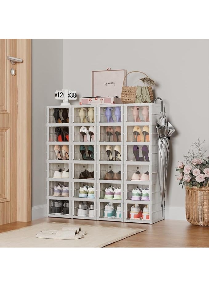 Krishn Kunj Krishn Kunj 6 Tier Shoe Rack DIY Portable Shoe Organizer MultiPurpose Shelf Storage Cabinet for Heels Boots Portable and Folding Sneaker Box Collapsible Shoe Organizer with Door Pack of 6 