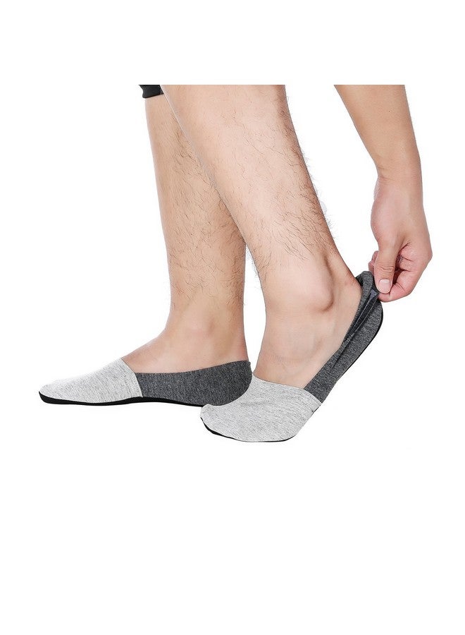 Joulli Casual No Show Liners Socks For Men 6 pack Non Slip Boat Socks,Black Gray,light Gray,Small - Image 3