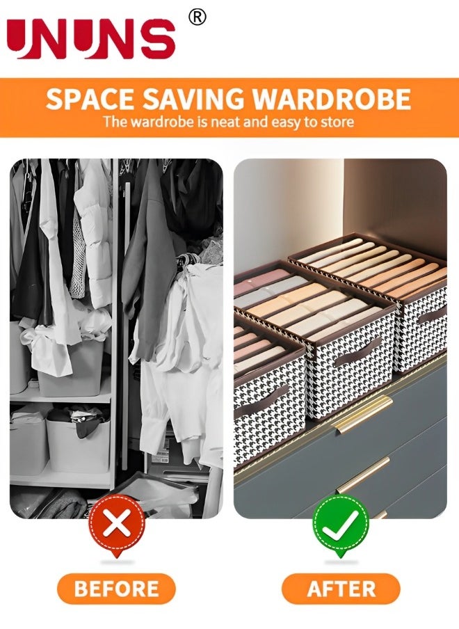 UNUNS 3-Piece Foldable Clothes Storage Box,Foldable Closet Drawer Storage Box With Transparent Cover,Drawer Organizers for Clothing,Jeans,T-Shirt  - Image 3