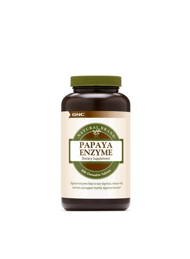 GNC Natural Brand Papaya Enzyme, 600 Tablets, Supports Healthy Digestive Function - Image 1