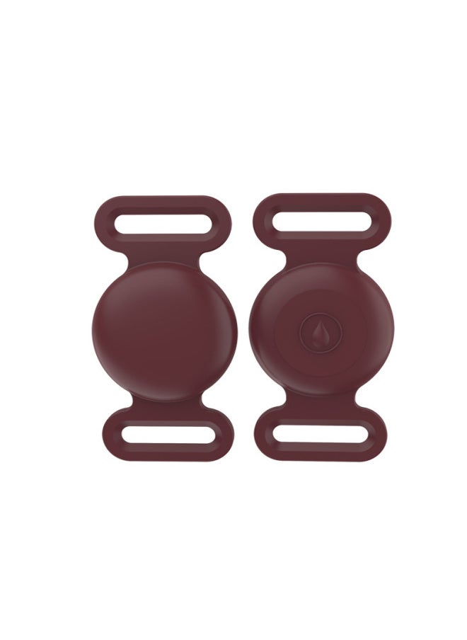 Generic - Suitable For Apple Airtag Protective Case Pet Collar Tracker Anti-loss Waterproof Silicone Drop Plug Protective Case-Color:Wine Red-Applicable Model:L Code - Image 1