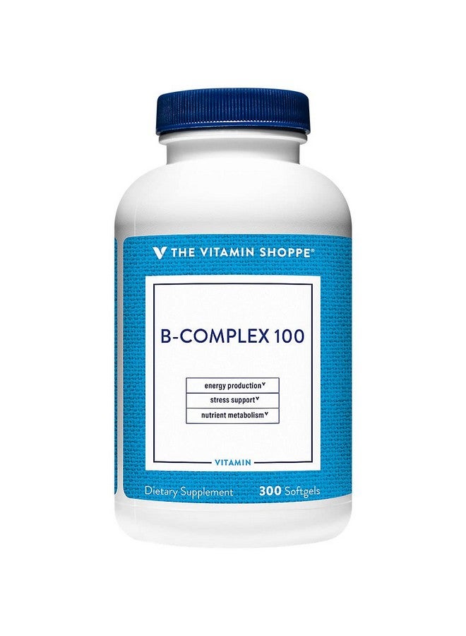 The Vitamin Shoppe B-Complex 100 - Supports Energy Production, Nervous System Function & Nutrient Metabolism - Excellent Source of B1, B2, B6, B12, Niacin, Folic Acid & Biotin (300 Softgels) - Image 1