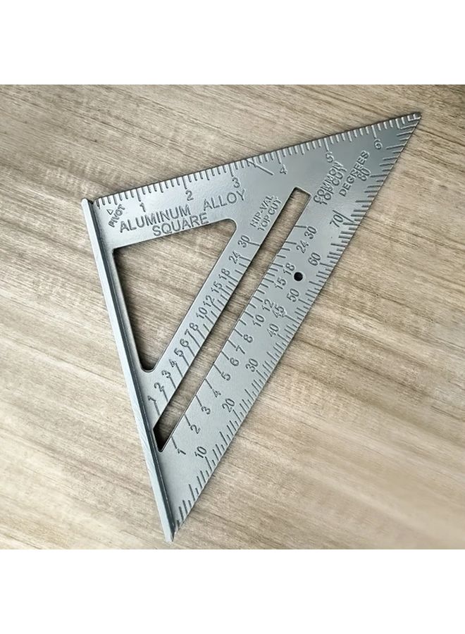 Silver Triangular Ruler Aluminum Alloy High Precision Clear Scale Engineering Drawing Tool - Image 1