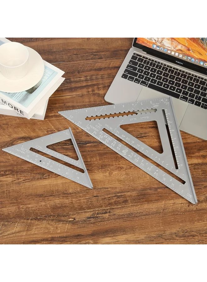 Silver Triangular Ruler Aluminum Alloy High Precision Clear Scale Engineering Drawing Tool - Image 3