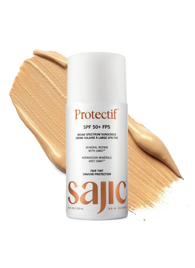 SAJIC - Mineral Sunscreen Spf 50+ 100Ml Fair Tint Sunscreen No White Residue For Sensitive And All Skin Types Protect From Pigmentation Aging Hydrating Noncomedogenic Crueltyfree - Image 1