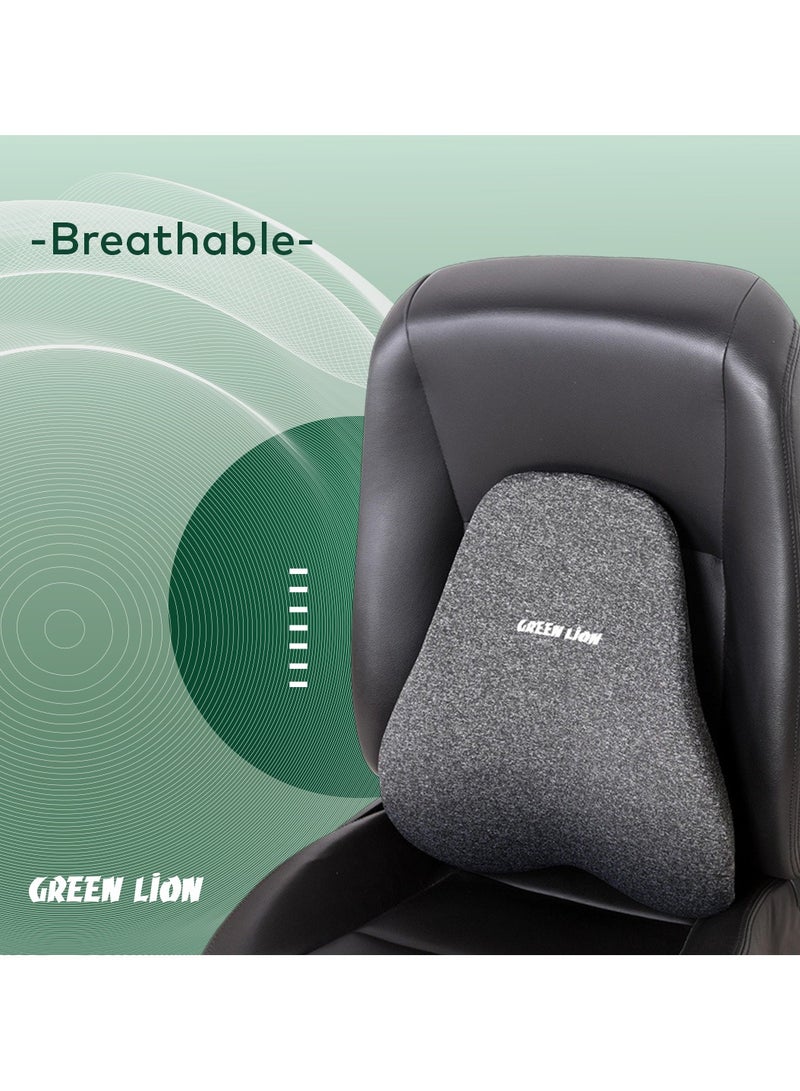 GREEN LION Memory Foam Seat Cushion for Car Seat / Office Chairs / Lounge Chairs / Beds / Polyester with Inside Memory Foam Material / Waist & Back Full Support / Daily commute / Precision Support / Breathable / Light Weight / Memory Foam Lumbar Support / Upgraded Design / Comfortable - Black - Image 2