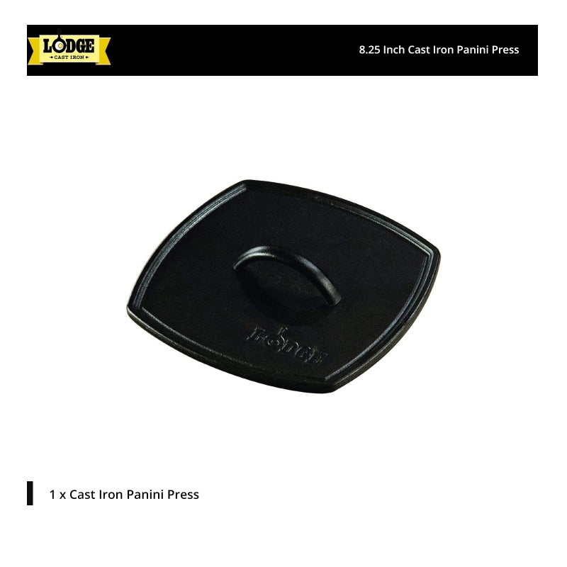 Lodge LPP3 Cast Iron Square Ribbed Panini Press, 8.25-inch - Image 2