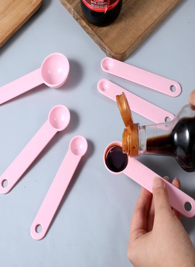 Xyembu 11Pcs Measuring Cups Pink Plastic Measuring Cup and Spoons, 5 Cups & 6 Spoons Set Kitchen Cup and Spoon Essentials Gadgets for Cooking & Baking Color Pink - Image 5