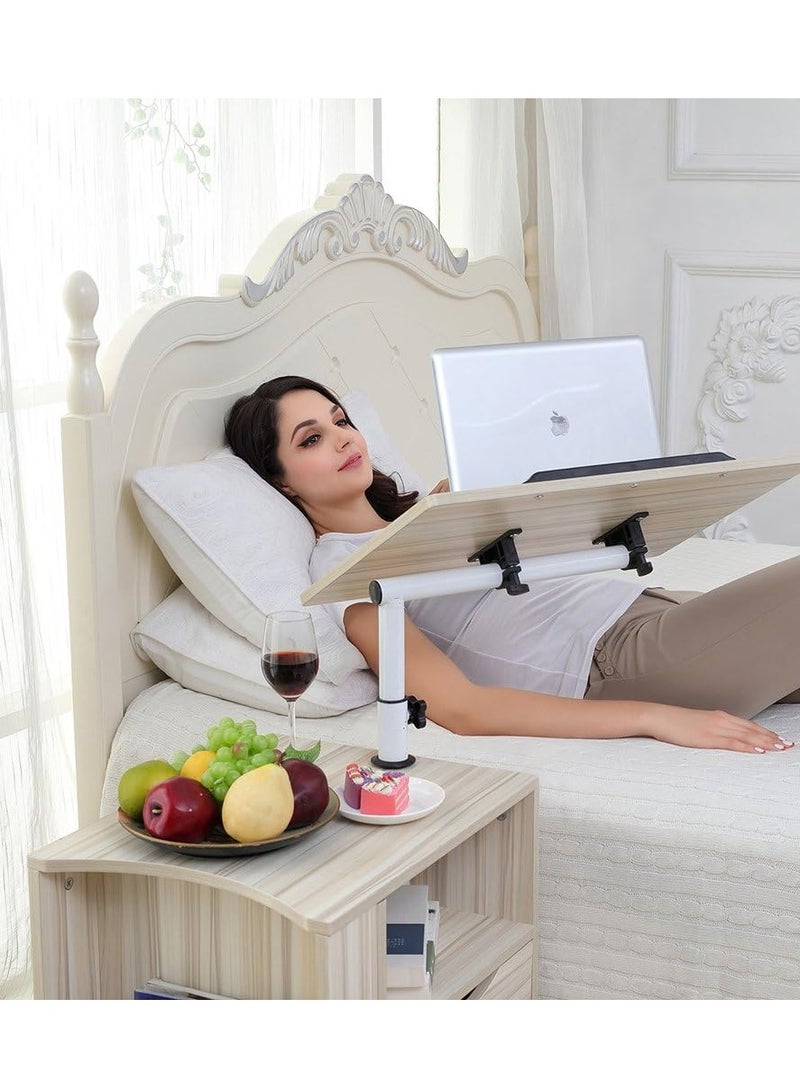 Generic Bedside Table Swivel Bedside Cabinet Laptop Desk Wooden Nightstand with Wheels Sofa Side Table for Bedroom Living Room (White Maple)  - Image 5