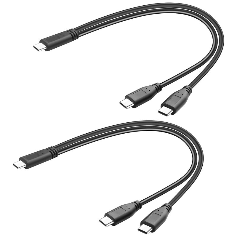 KASTWAVE 2-in-1 USB Type C Splitter Charging Cable, 3A Fast Charging, USB C to Double USB C Port, Compatible with Cell Phones Tablets and More, 1FT/30Cm - Image 1