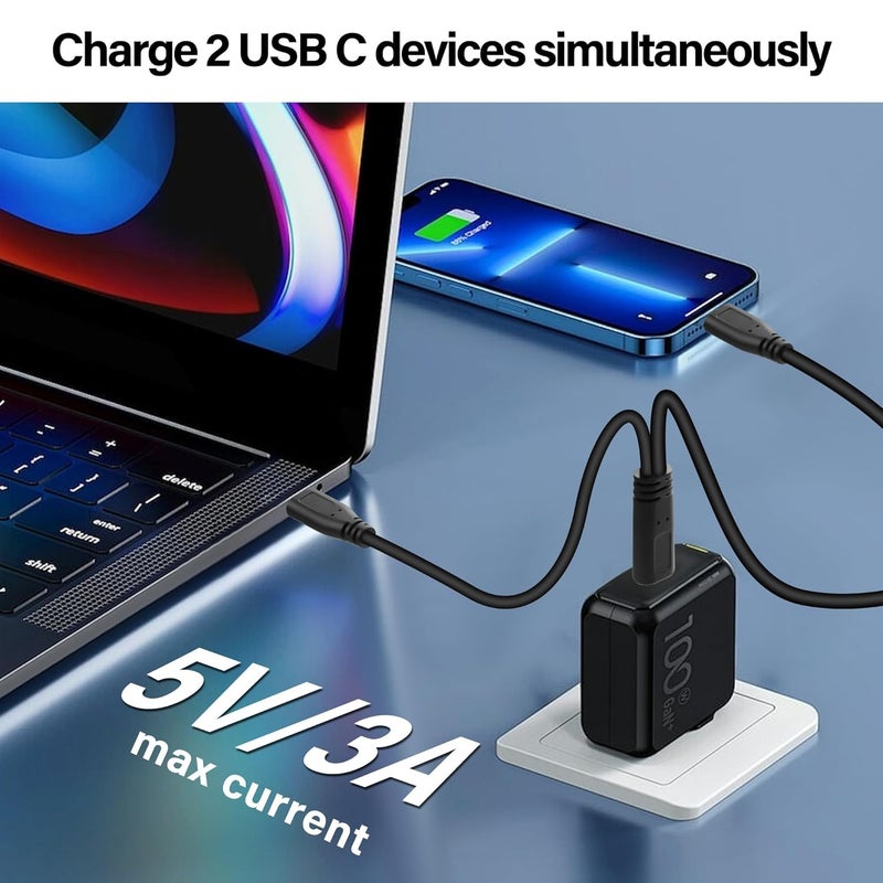 KASTWAVE 2-in-1 USB Type C Splitter Charging Cable, 3A Fast Charging, USB C to Double USB C Port, Compatible with Cell Phones Tablets and More, 1FT/30Cm - Image 4