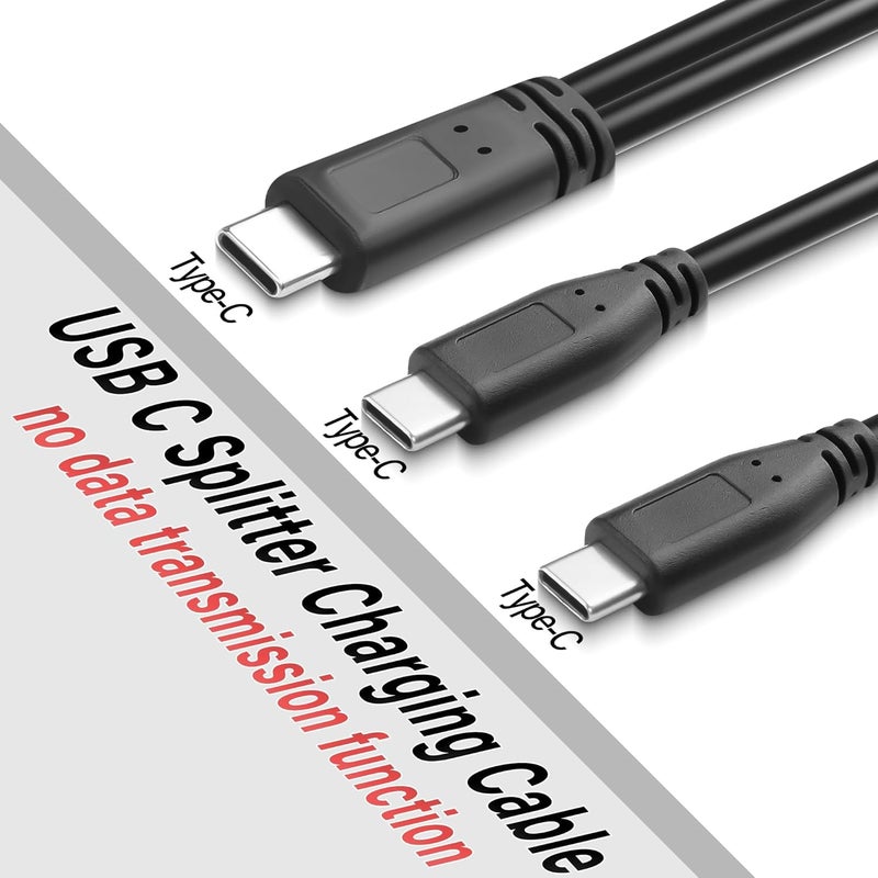 KASTWAVE 2-in-1 USB Type C Splitter Charging Cable, 3A Fast Charging, USB C to Double USB C Port, Compatible with Cell Phones Tablets and More, 1FT/30Cm - Image 2