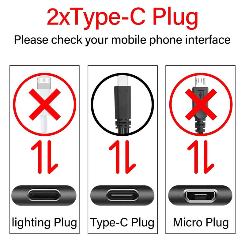 KASTWAVE 2-in-1 USB Type C Splitter Charging Cable, 3A Fast Charging, USB C to Double USB C Port, Compatible with Cell Phones Tablets and More, 1FT/30Cm - Image 3