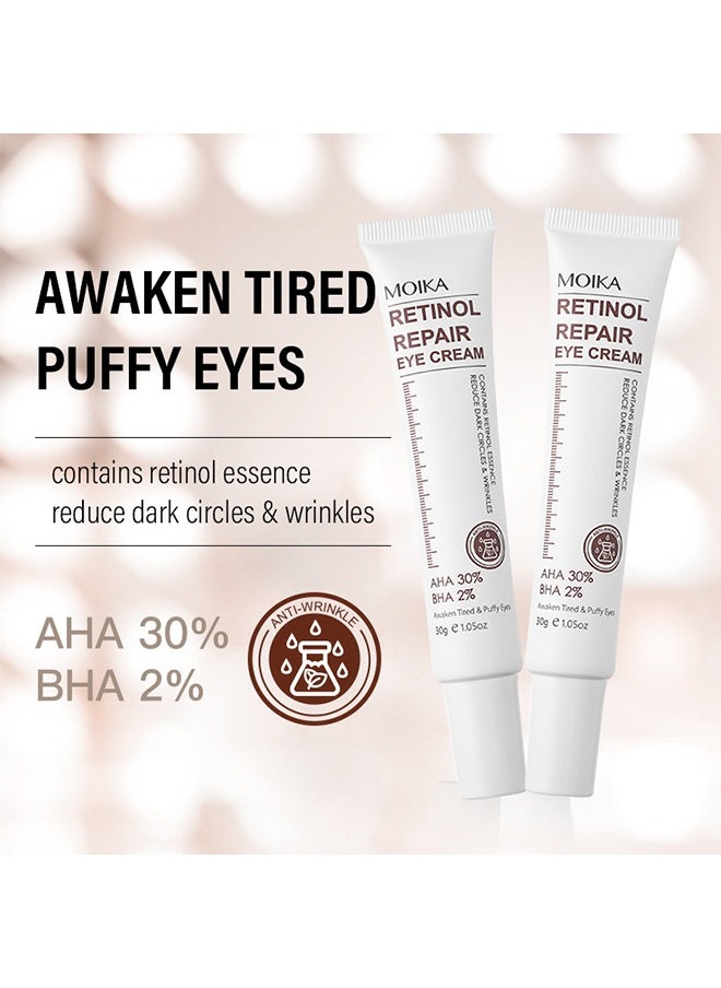 MOIKA - Retinol Repair Eye Cream, For Dark Circles And Puffiness, With AHA And BHA Dark Circle Fine Lines Treatment, Anti-Aging, Under Eye Treatment, Reduces Wrinkles, Defoams And Brightens Skin 30G - Image 1