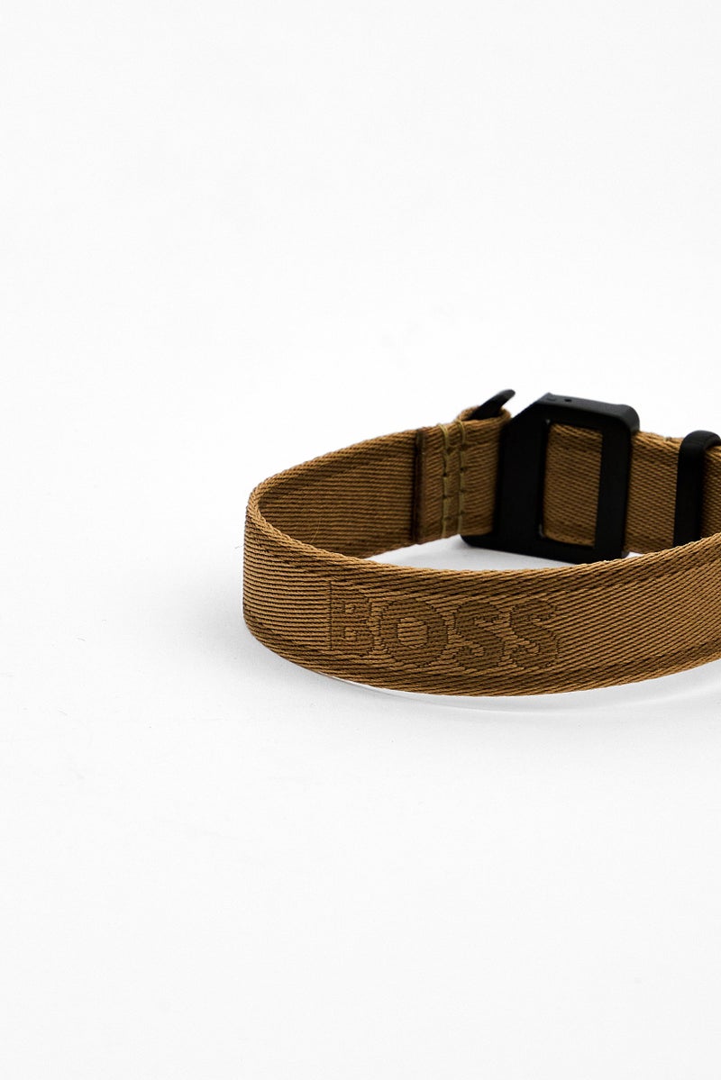 BOSS Men Adjustable Nylon Bracelet, Tan  - Image 4