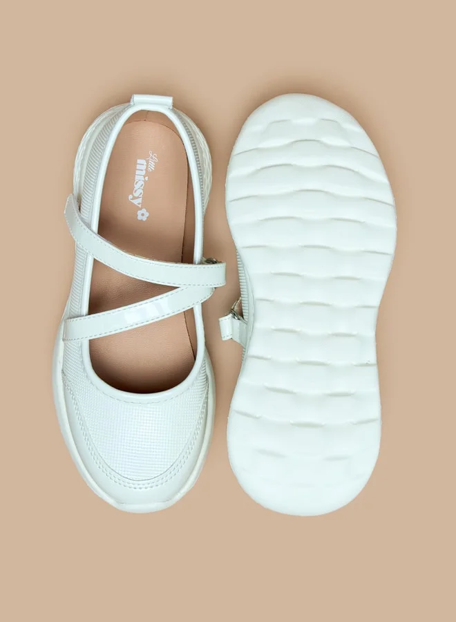 ميسي Little Missy Panelled Mary Jane Shoes with Hook and Loop Closure
