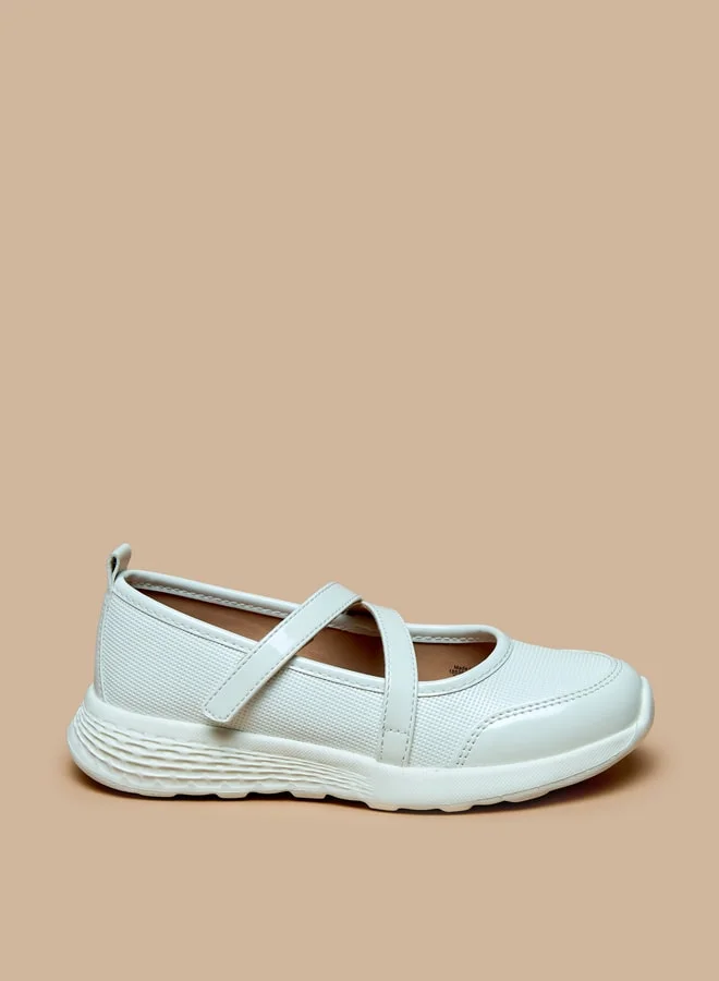 ميسي Little Missy Panelled Mary Jane Shoes with Hook and Loop Closure