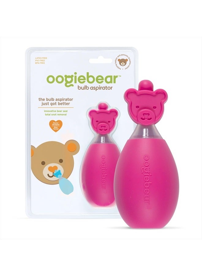 oogiebear : Baby Nasal Aspirator - Safe Booger & Earwax Remover for Newborns, Infants, Toddlers - Better Syringe, Airtight Suction, Nose Sucker - Essential Baby Stuff, Diaper Bag Must-Haves, Pink - Image 1
