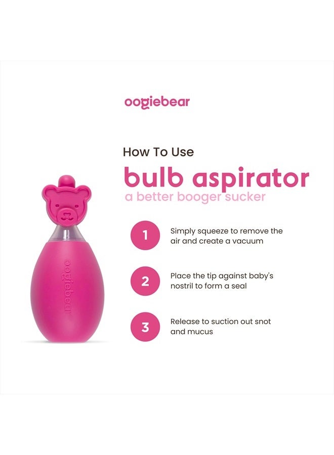 oogiebear : Baby Nasal Aspirator - Safe Booger & Earwax Remover for Newborns, Infants, Toddlers - Better Syringe, Airtight Suction, Nose Sucker - Essential Baby Stuff, Diaper Bag Must-Haves, Pink - Image 2