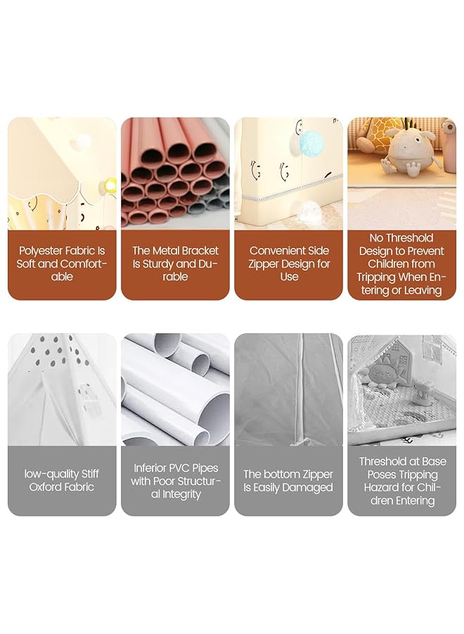 أكلو خيمة كبيرة للأطفال للعب في الأماكن المغلقة، خيام لعب متينة للأطفال الصغار مع حقيبة تخزين، ألعاب خارجية للأطفال للأولاد والبنات من سن 3 إلى 10 سنوات، نسيج بوليستر قابل للغسل، إطار معدني قابل للفصل - Image 4