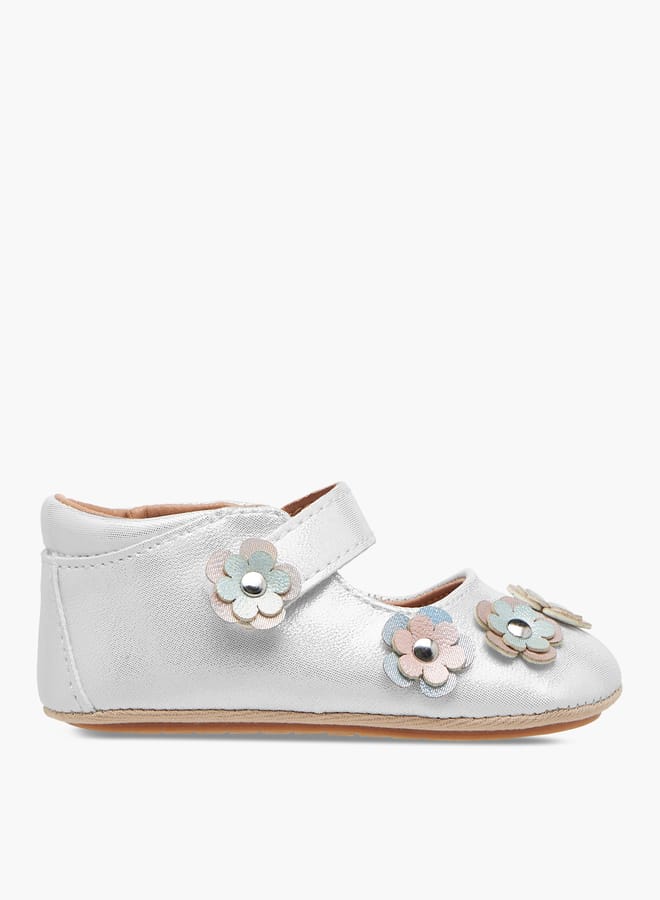 Barefeet Girls Floral Accent Booties with Hook and Loop Closure - Image 1