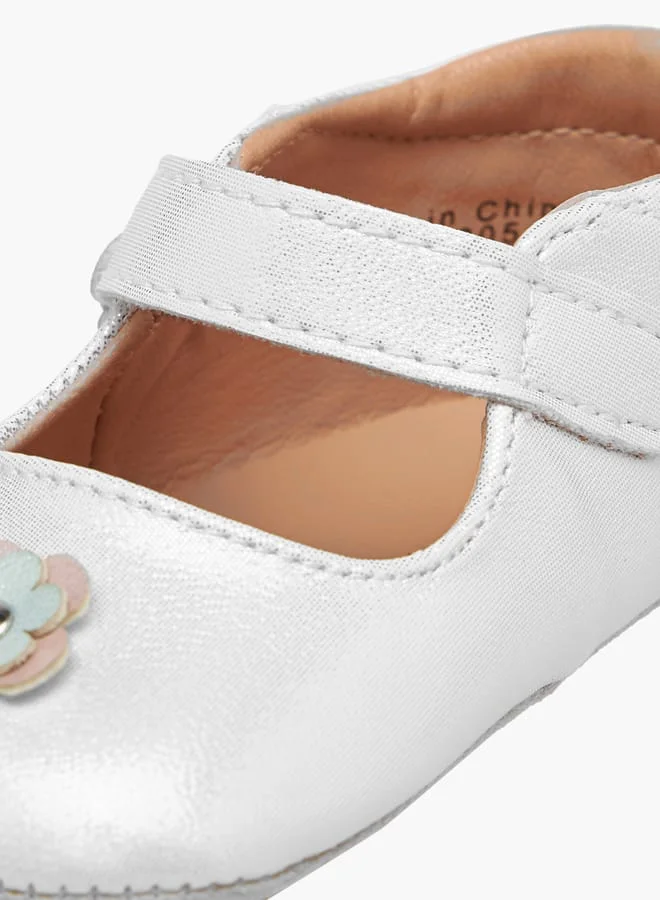 Barefeet Girls Floral Accent Booties with Hook and Loop Closure