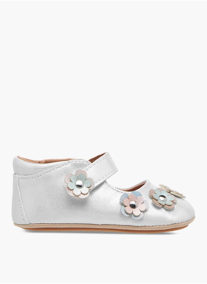 Barefeet - Girls Floral Accent Booties with Hook and Loop Closure - Image 1