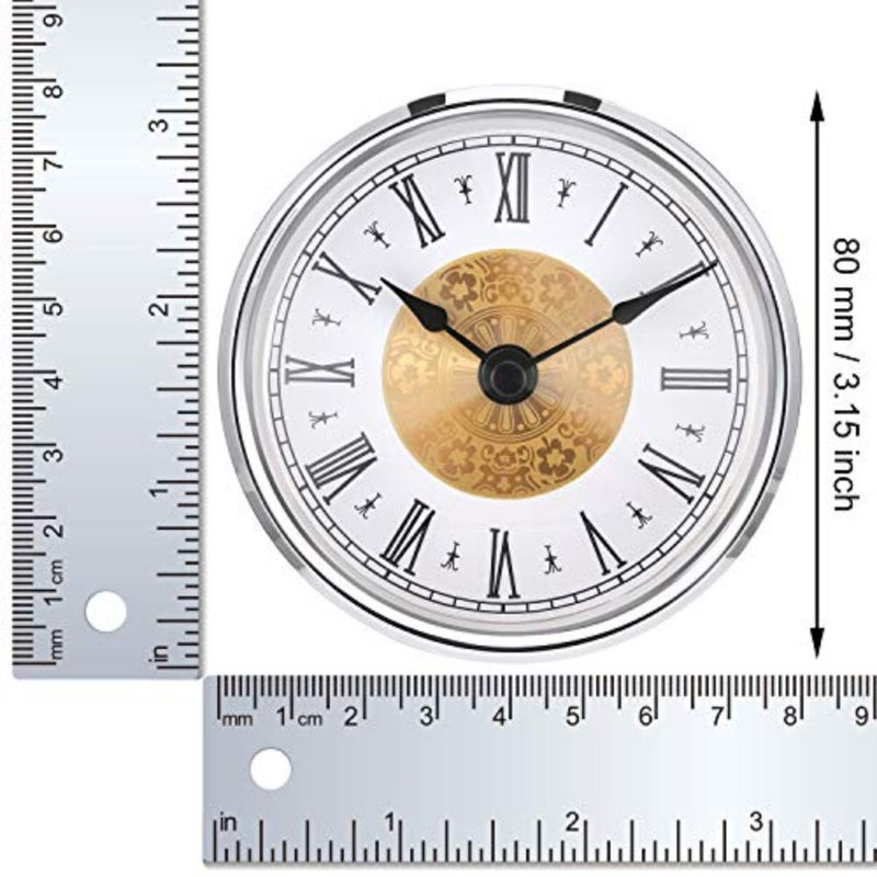 3-1/8 Inch 80 mm Clock Insert with Roman Numeral, Quartz Movement - Image 3
