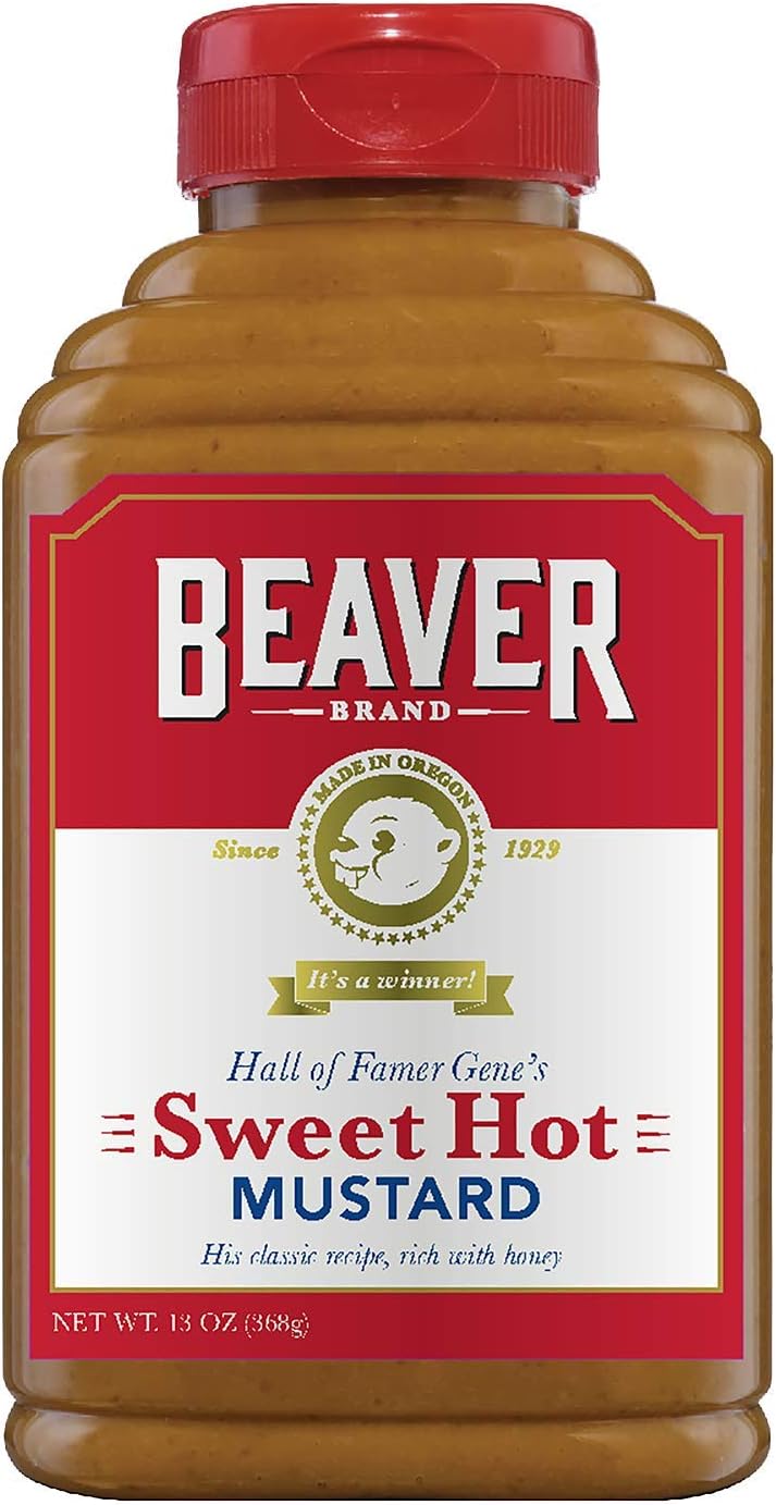 Beaver Sweet Hot Mustard, 13 Ounce Squeeze Bottle (Pack of 6) - Image 1