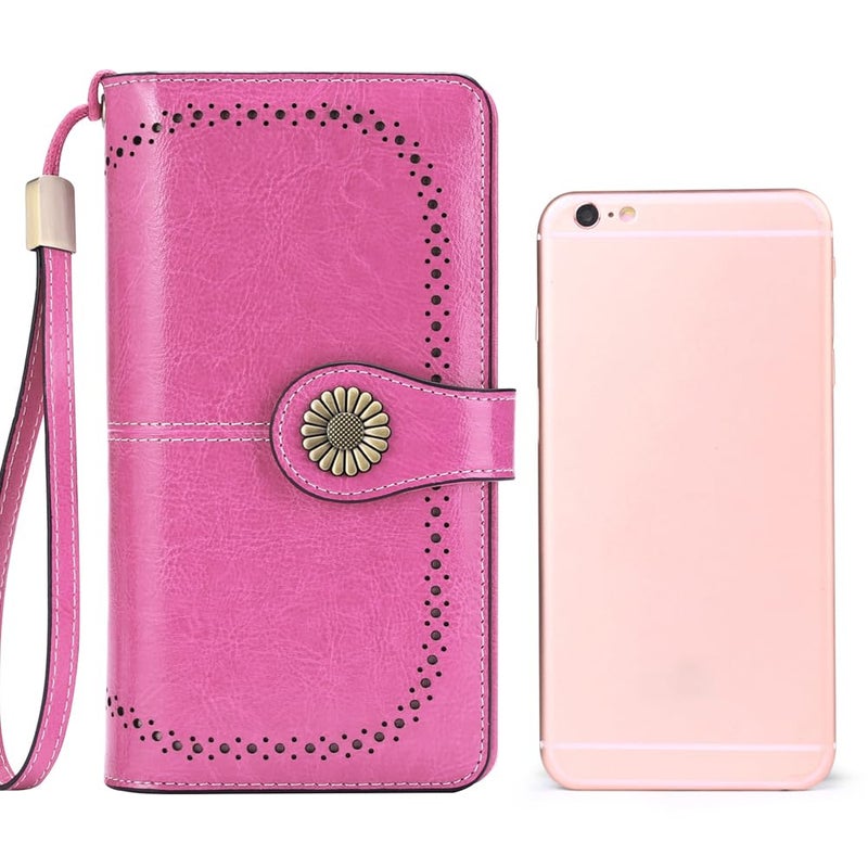 SENDEFN Wallets for Women Leather Credit Card Holder with RFID Blocking Large Capacity Wristlet - Image 5