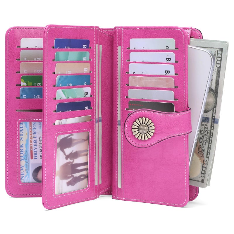 SENDEFN Wallets for Women Leather Credit Card Holder with RFID Blocking Large Capacity Wristlet - Image 2