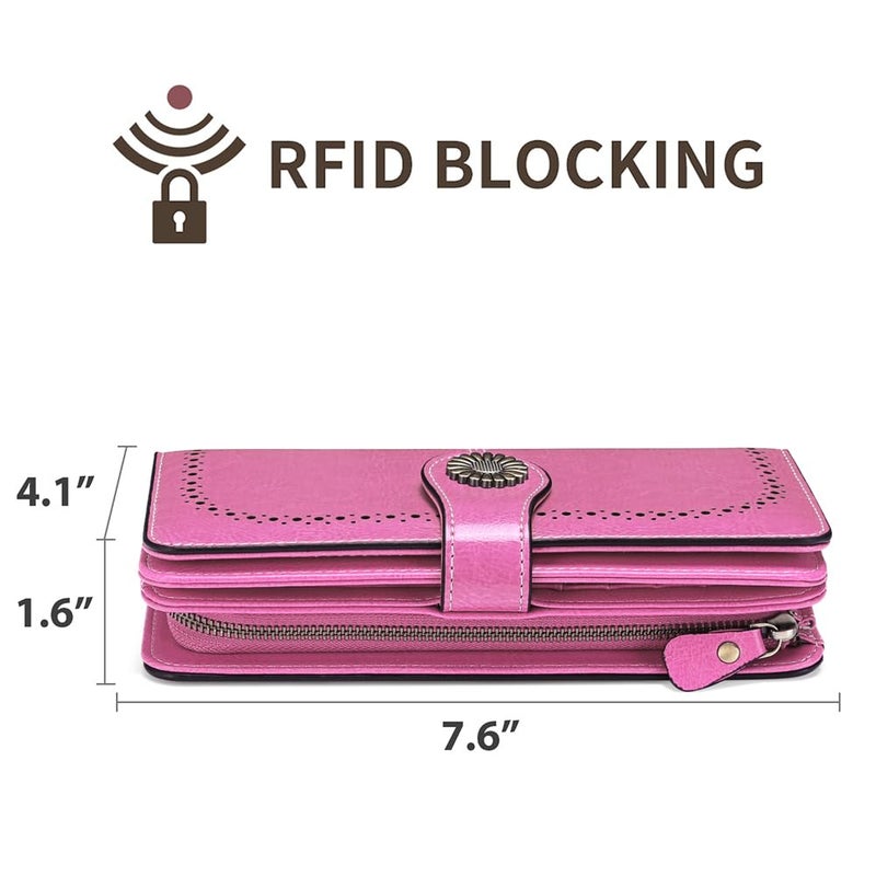 SENDEFN Wallets for Women Leather Credit Card Holder with RFID Blocking Large Capacity Wristlet - Image 4