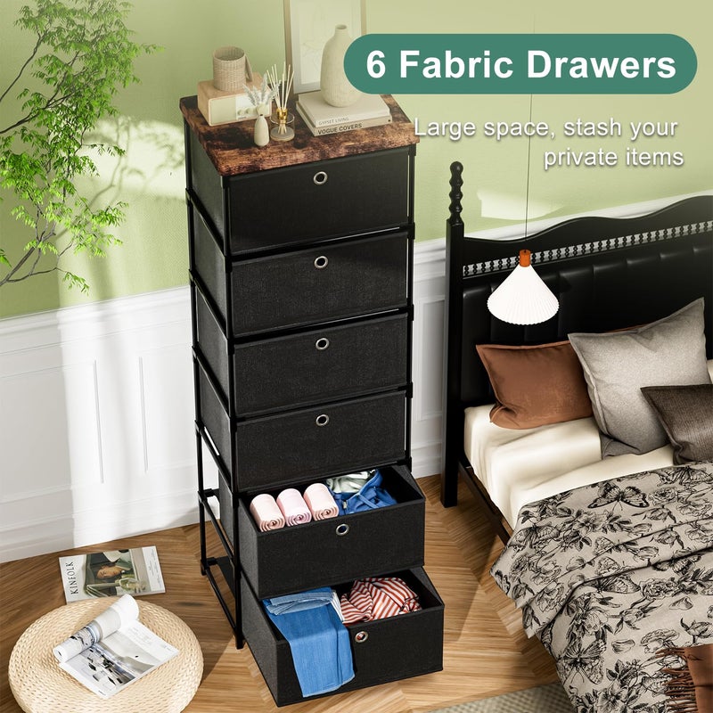 LUKYTOWER Fabric Storage Drawers and Chest of Drawers, Beautiful Small Dresser with Drawers, Sturdy 6 Drawer Dresser for Closet Dorm,Drawer Unit for Toys,Yarns - Image 4