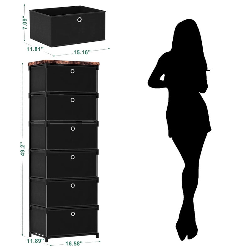 LUKYTOWER Fabric Storage Drawers and Chest of Drawers, Beautiful Small Dresser with Drawers, Sturdy 6 Drawer Dresser for Closet Dorm,Drawer Unit for Toys,Yarns - Image 2