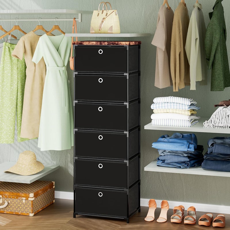 LUKYTOWER Fabric Storage Drawers and Chest of Drawers, Beautiful Small Dresser with Drawers, Sturdy 6 Drawer Dresser for Closet Dorm,Drawer Unit for Toys,Yarns - Image 3